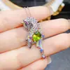 Venta al por mayor de fábrica Popular Colgante de Peridoto Natural Plata S925 Incrustado Piedra Principal 6*8 Joyería de Lujo Venta Directa de Fábrica
