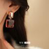 Aretes Cuadrados Transparentes con Incrustaciones de Diamantes, Aretes Maillard Modernos y Versátiles, Lujo Ligero, Alta Gama, Aretes Simples al por Mayor