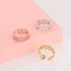 Sob a Figueira Prata de Lei S925 Anel Aberto de Malha Oca Cravejado com Diamantes Estilo de Luxo Leve de Nicho Anel de Renda Elegante com Diamantes