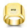 Anel Quadrado de Aço Inoxidável Retro Simples Europeu e Americano com Gravação a Laser 18mm Flor de Girassol com Logo a Laser para Mulheres