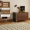 Estantería para sala de estar, mueble minimalista estilo Bauhaus con puertas abatibles, estante de almacenamiento, mueble multifuncional de pie para dormitorio o estudio