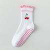 Calcetines de Yoga Blancos para Mujer, Calcetines de Media Caña para Mujer, Deportivos para Pilates, Fitness, Running, con Dibujos Animados de Cerezas, Específicos para Adulto, Venta al por Mayor