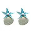 Brincos de Aço com Agulha Estilo Resort à Beira-Mar com Estrela do Mar e Conchas Pintadas com Spray Brincos Elegantes de Alto Padrão Europeus e Americanos de Nicho para Mulheres