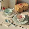 Tazón de color bajo cubierta estilo ins de alto valor, vajilla de cerámica minimalista para el hogar, juego de tazón y plato, plato, cuchara, tazón para fideos instantáneos