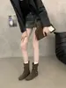 Primer Encuentro Temporada Estilo Coreano Retro Tacón Oculto Punta Redonda Botines Cortos Mujer 2026 Otoño Invierno Nuevo Estilo Hebilla de Cinturón de Temperamento