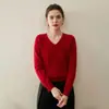 Novo Suéter de Caxemira 100% Puro Outono e Inverno para Mulheres, Gola V Sem Costura Cor Sólida Malha Base Suéter, Suéter Curto Versátil Quente