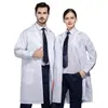 Jaleco branco de manga comprida, jaleco experimental de fabricação industrial com logotipo, corte slim para homens e mulheres, jaleco branco para indústria alimentícia, vestuário de trabalho para farmácia e clínica