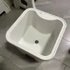 Fregadero de Lavandería de Piedra de Cuarzo para Balcón Uso Doméstico con Tabla de Lavar, Lavabo de Lavandería Exterior Integrado de Mármol Metabo