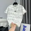 Camiseta Informal de Verano Nueva Estilo Tie-Dye Bordada con Letras Cuello Redondo Manga Corta para Hombre Moderna Patchwork Simple Versátil de Media Manga