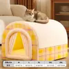 Ninho de gato inverno quente sensação de segurança gatinho cama de cachorro ninho para dormir saco de dormir colcha artefato de inverno animal de estimação
