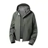 Chaqueta softshell ligera, unisex, con capucha, cuello alto, cortavientos e impermeable para exteriores, abrigo de alpinismo dopamina, estilo de montaña