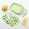 Tabla de Cortar y Set de Cuchillos para Fruta, Set Completo Multifuncional Portátil de Grado Alimenticio con Pelador de Frutas y Tijeras
