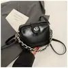 Bolso Pequeño Versátil de Cuero Aceitado y Encerado para Mujer 2025 Nueva Moda Bolso Caja con Cadena Bolso de Doctor Texturizado Bolso Cruzado