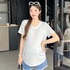 Camiseta de Maternidade da Moda Algodão Puro Verão Manga Curta Top Emagrecedor Solto Cobre Barriga Visível Não-Gravidez Camiseta Básica Algodão