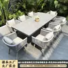 Conjuntos de mesa e cadeira para exterior, móveis de corda trançada para pátios e jardins, móveis de exterior à prova d'água e resistentes ao sol, móveis criativos de estilo nórdico para lazer, conjuntos de mesa e cadeira duráveis e resistentes ao sol