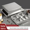 Caixa de Temperos Estilo Japonês de Aço Inoxidável Caixa de Amostras Tiramisu com Tampa Caixa 6 8 Caixa para Bolo Caixa de Ingredientes para Pó de Gelo
