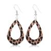 Pendientes Populares de Amazon de Cuero PU de Doble Cara con Estampado de Leopardo, Pendientes de Cuero Huecos en Forma de Gota de Agua para Mujer