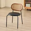 Silla de Comedor Tejida de Ratán Nórdico Hogar Lujo Ligero Vintage Celebridad de Internet B&B Restaurante Silla con Respaldo Tejido de Ratán Retro Silla de Hotel Americana
