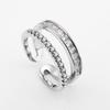 Nuevo anillo abierto de doble capa de alta calidad para mujer, estilo frío, lujo ligero, anillo para el dedo índice, anillo de nicho de moda para celebridad de internet