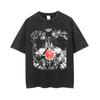 2023 Europeu e Americano novo top de T-shirt de brim lavada roupa top manga curta cinza sujo