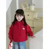 Novo Moletom Gato Vermelho Estilo Coreano para Bebês e Crianças Pequenas Roupa de Exterior Primavera e Outono Roupa Infantil Fofa Huzhou Zhili