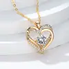 SHENI transfronteiriço AliExpress nova moda micro-incrustado coração duplo em forma de coração micro-incrustado zircônia confissão confissão colar clavícula