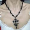 Collar de estilo hip hop de alta calidad, con cadena de clavícula multicapa, cuentas de cristal en forma de cruz, incrustaciones de diamantes, estilo europeo y americano, dulce y fresco.