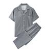 Conjunto de Pijama de Pareja de Algodón 100% Doble Capa de Gasa Estilo Japonés Muji Nishikawa de Manga Corta y Pantalón Largo Ropa de Casa Simple de Alta Calidad a Cuadros