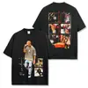 Camiseta Masculina de Manga Curta Vintage Lavada com Estampa Travis Scott, Estilo Americano High Street Transfronteiriço, Top Tendência de Verão com Gola Redonda