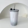 TYESO Taishuo nueva taza de café de acero inoxidable, vaso con pajilla para coche con aislamiento de hielo, botella de agua de gran capacidad al vacío