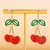 Pendientes de acrílico con forma de cereza personalizados europeos y americanos, elegantes y sencillos pendientes de resina con forma de cereza, a la moda para mujer
