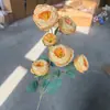 Decoración para el Hogar Floral Color Champagne para Mesa de Café de Sala de Estar, Arreglos Florales para Bodas, Decoración de Pared de Fondo para Bodas, Piezas de Arte con Flores Artificiales