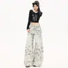 Pantalones Casuales de Jacquard de Pierna Ancha para Mujer, Pantalones Rectos, Moda Holgada de Tendencia para Mujer con Estampados de Primavera, Nuevo para Primavera 2026