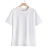 Camiseta de manga corta para hombre de algodón de 180 g, color blanco y negro, cuello redondo, media manga, holgada, talla grande, venta al por mayor