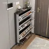 Armário de sapatos ultrafino para entrada de casa, à prova de poeira, grande capacidade, estilo com porta basculante, armário de entrada de luxo leve, armário de armazenamento de sapatos simples e moderno