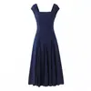 Comercio Exterior Al por Mayor Ropa de Mujer 2026 Nuevo Verano Generoso Elegante Color Sólido Cuello Cuadrado Vestido Midi Vestido de Noche