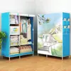 Guarda-Roupa Simples com Cabides Duplos, Guarda-Roupa de Tecido com Reforço de Tubo de Aço, Guarda-Roupa com Estrutura de Aço, Armário Dobrável para Armazenamento de Dormitório, Guarda-Roupa à Prova de Poeira, Transfronteiriço