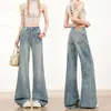 Jeans Americanos Nuevos de Verano de Moda Estilo Chica Picante con Diseño de Bolsillo Trasero, No Ajustados en las Piernas, Adelgazantes, Pantalones de Mezclilla Largos hasta el Suelo para Mujer
