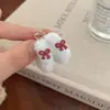 Brincos de Argola de Pelúcia Coloridos Dopamina de Inverno Suaves para Mulheres com Laço Círculos de Lã de Cordeiro Acessórios de Orelha de Nicho Doces