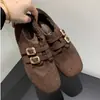 Mocasines Estilo Retro Británico con Forro de Lana para Mujer 2026 Otoño/Invierno Nuevos Zapatos Pequeños de Cuero Perforados Brogue de Suela Plana