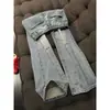 Jeans de Hombre con Botón Bordado y Corte Diagonal, Ajuste Recto Holgado, Estilo Americano High Street, Pantalones Largos Acampanados Versátiles, Geniales y de Moda