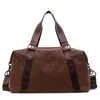 Bolsa de viagem portátil de grande capacidade para viagens curtas, bolsa de ginástica feminina leve com estampa de leopardo vintage com separação para itens secos e molhados