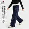 Calças casuais largas de outono para meninas, novo estilo 2026, calças largas color block da moda e versáteis com acabamento em renda para crianças mais velhas