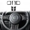 Adecuado para modelos Jeep Wrangler 11-17, juego completo de decoración interior de fibra de carbono para el logotipo del volante y el marco del interruptor del aire acondicionado