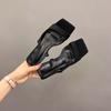 Elegantes Sandalias de Tacón Alto para Mujer, Nuevas de Verano 2026, Retro, Punta Cuadrada, Hebilla Cuadrada, Punta Abierta, Sandalias de una Sola Tira