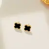 Pulseira de Aço Inoxidável Trevo de Quatro Folhas Transfronteiriça, Conjunto de Trevo de Quatro Folhas, Colar, Anel, Brincos, Conjunto de Joias em Aço Titânio a Laser