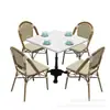 Mesa de Comedor Exterior Francesa de Pizarra Mármol con Borde de Acero Inoxidable Mesas y Sillas para Restaurante Occidental Tienda de Té con Leche Cafetería