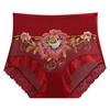 Ropa interior de hadas para mujer bordada de malla sexy cómoda sin costuras hueca de cintura alta que contrae el abdomen delgada encaje talla grande pantalones