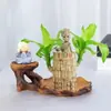 Planta de la Suerte Hidropónica de Madera Brasileña con Capullos Florales, Versión Pareja Groot, Planta Verde Hidropónica para Oficina, Planta en Maceta Feliz