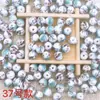 Cuentas de cerámica de porcelana azul y blanca pintadas a mano cuerda roja collar tejido a mano pulsera accesorios DIY cuentas sueltas accesorios de joyería